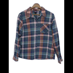 Patagonia Women's Heywood Flannel Button Shirt Plaid Blues Pinks Size 6